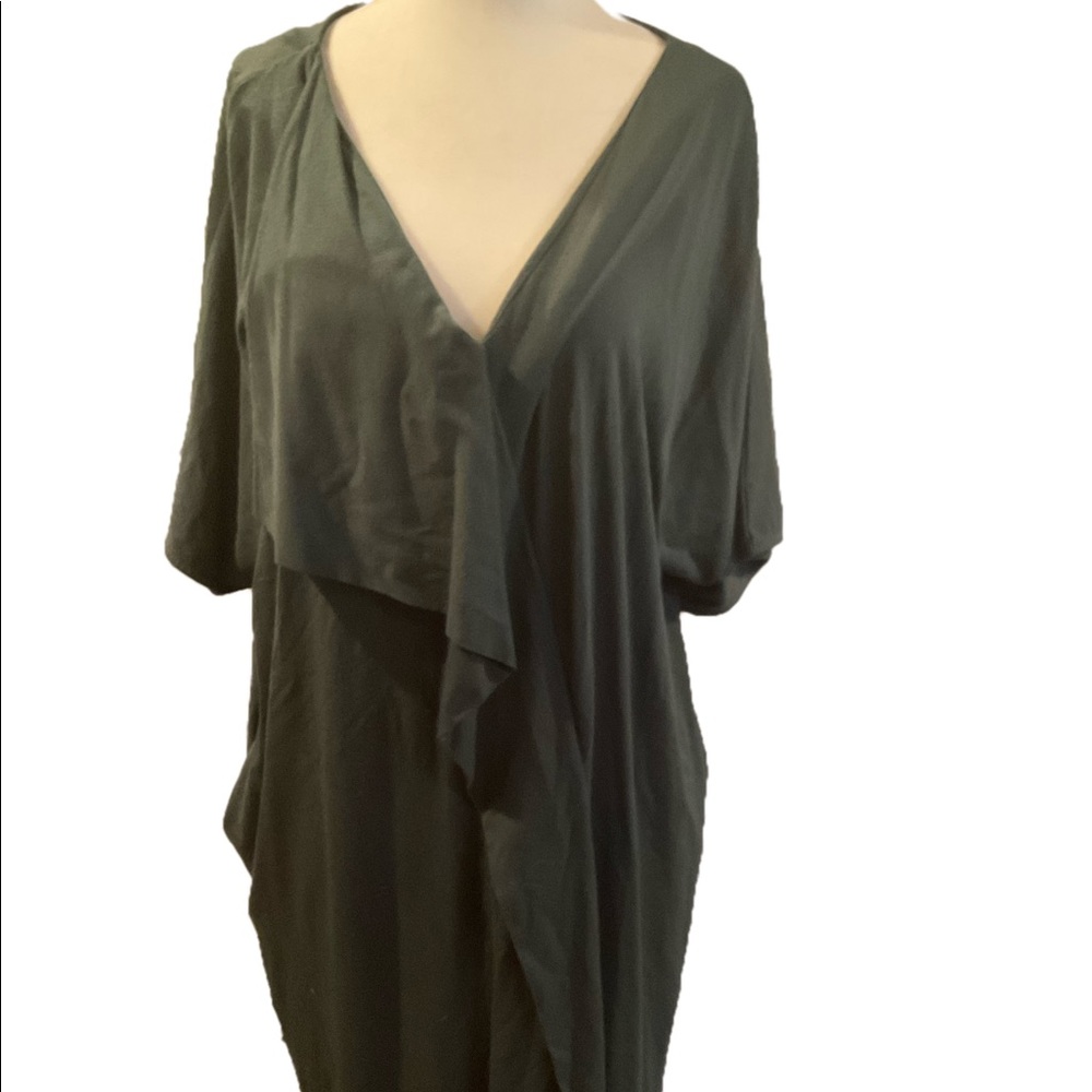 “COS” Green V Neck Draped Front Detail Short Sleeve Dress.